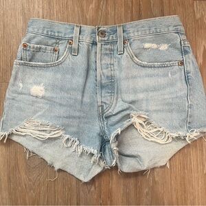 Levi's Light Blue Distressed Jean Shorts
